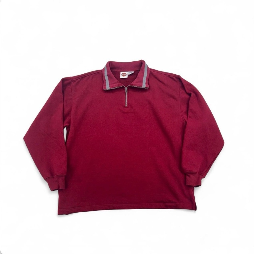 Men’s Vintage Harley-Davidson Maroon 1/4 Zip Pullover Collared Mock Sweater XL
